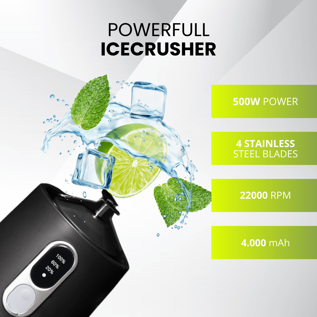 Draagbare Blender 500 ml - 500W Zwart - ReyFit Sports
