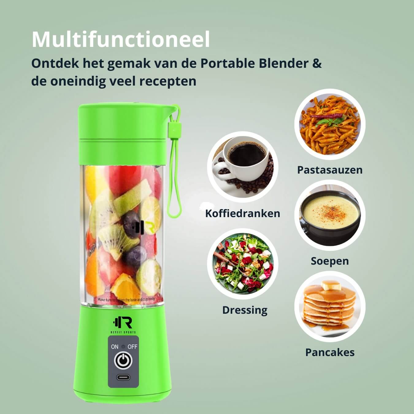 Portable Blender 380 ml - ReyFit Sports
