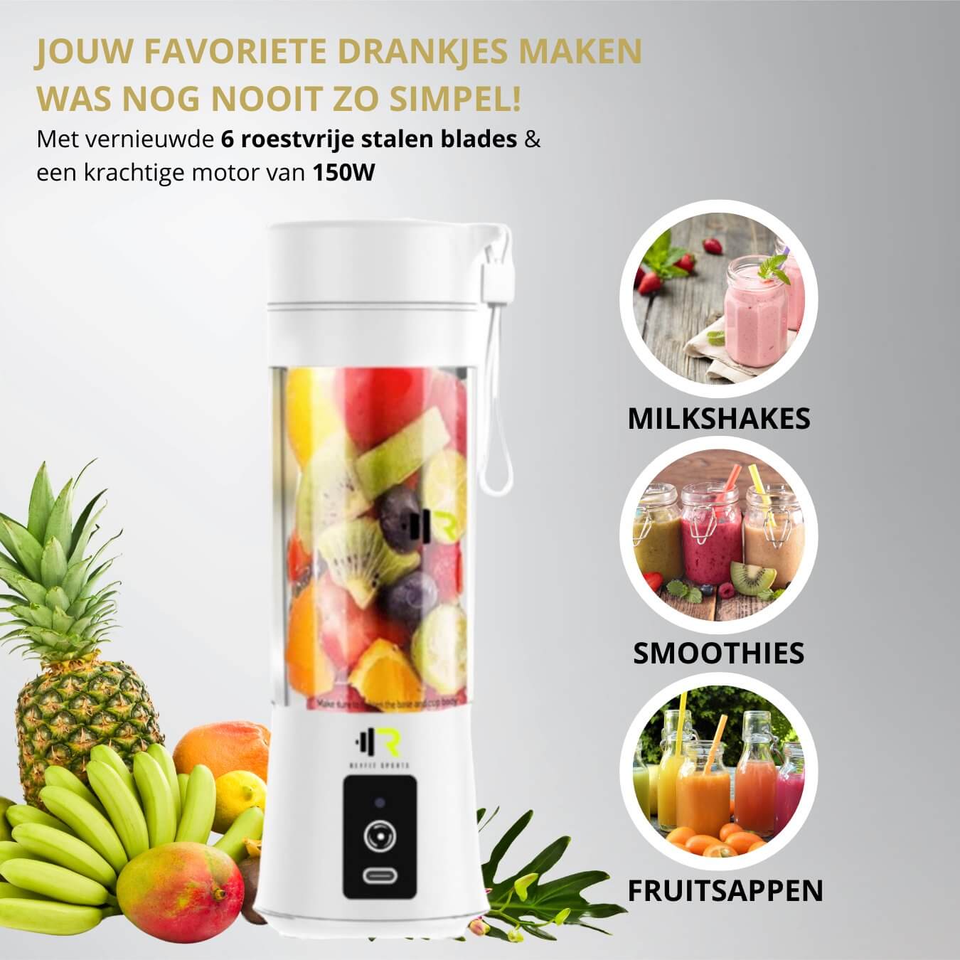 Portable Blender 380 ml - ReyFit Sports