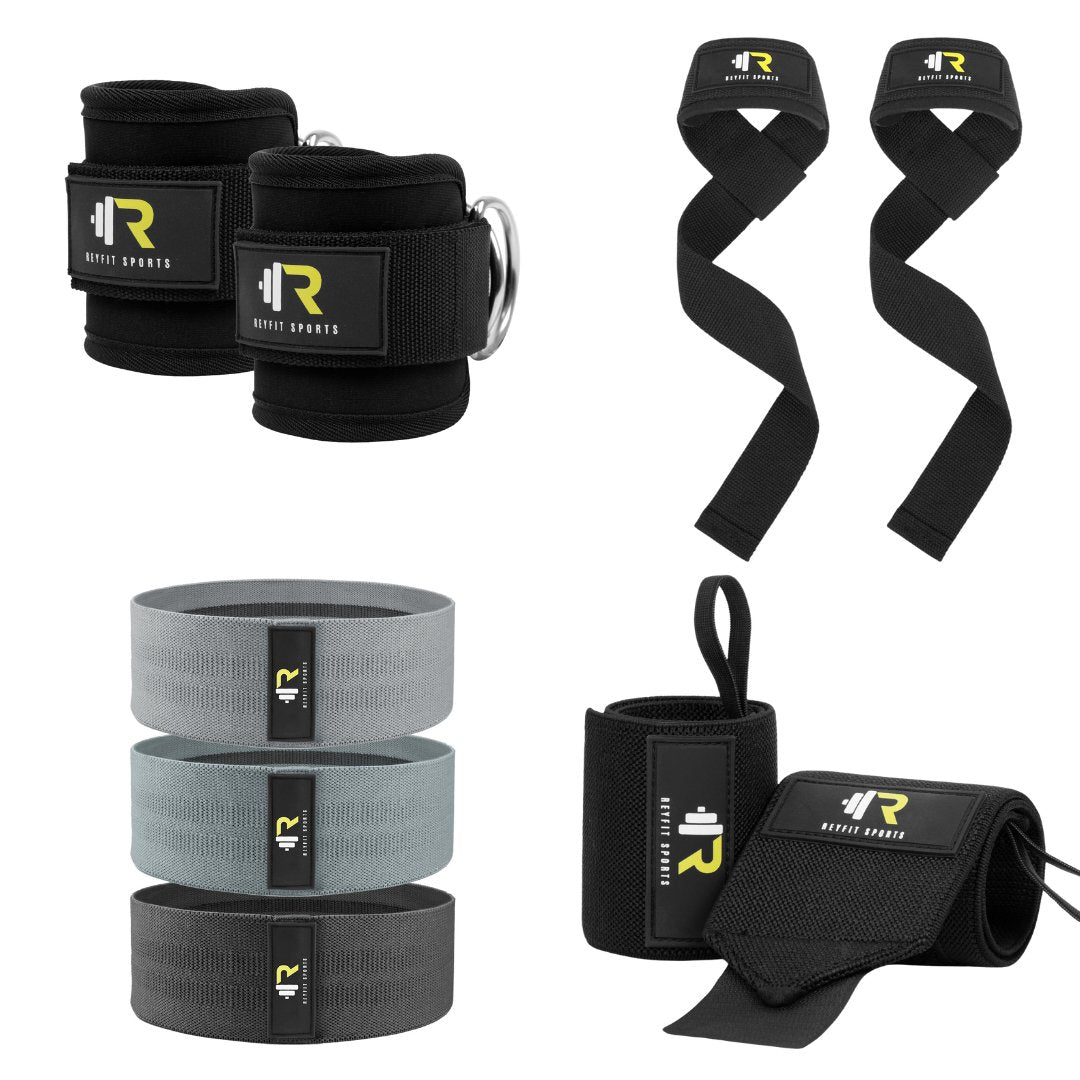 ReyFit Premium Ladies Lifting Bundle - Ankle Straps + Lifting Straps + Wrist Wraps + Weerstandsbanden - ReyFit Sports